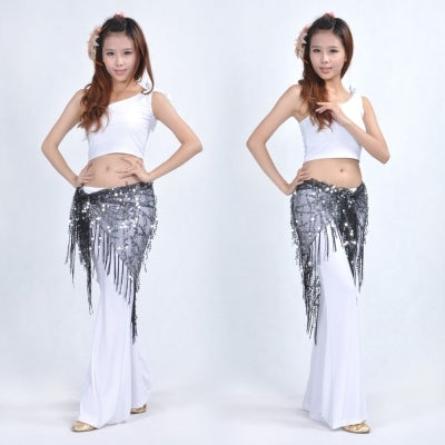 Sequined Triangle Scarf Waist Belly Dance Belly Dance Scarf Belly Dance Hip Scarf Triangle Beads Bellydance Belts