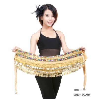 SHOWYOU 10 couleurs 248 pièces pièces d'or Double couleur strass une chaîne de taille, ceinture de danse du ventre, écharpe de hanche de danse du ventre