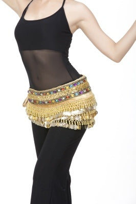 SHOWYOU 10 Color 248Pcs Gold Coins Double Color Rhinestone One Chain Waist Chain, Belly Dance Belt, Belly Dance Hip Scarf