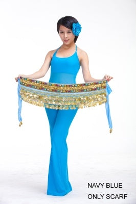 SHOWYOU 10 Color 248Pcs Gold Coins Double Color Rhinestone One Chain Waist Chain, Belly Dance Belt, Belly Dance Hip Scarf