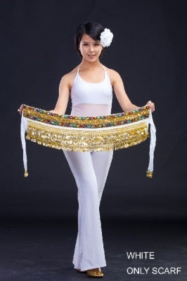 SHOWYOU 10 couleurs 248 pièces pièces d'or Double couleur strass une chaîne de taille, ceinture de danse du ventre, écharpe de hanche de danse du ventre