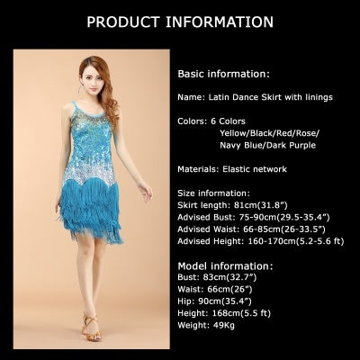 2023 Professional And Sexy Latin Dance Costumes, Women's Adult Autumn Performance Costumes, Tassel Latin Dress Skirt