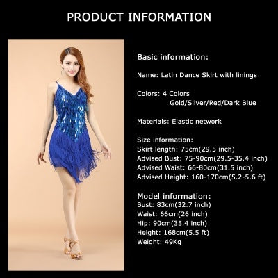 SHOWYOU Professional And Sexy 5 Color CLatin Dance Costumes, Women's Adult Autumn Performance Costumes, Tassel Latin Dress Skirt