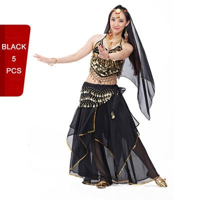 5 Pcs Chiffon Pepper Shape Women Belly Dance Costumes, Fashion Ladies Belly Dancing Girls, Indian Dance Costumes