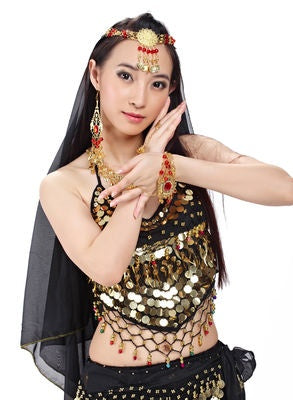 5 Pcs Chiffon Pepper Shape Women Belly Dance Costumes, Fashion Ladies Belly Dancing Girls, Indian Dance Costumes