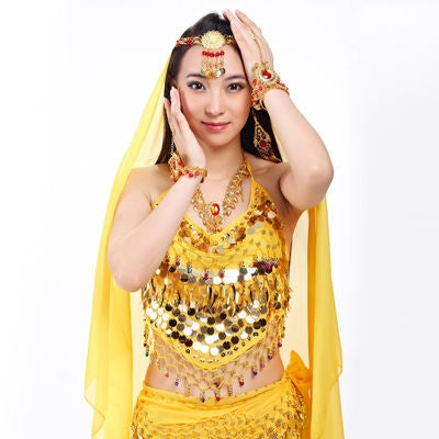 5 Pcs Chiffon Pepper Shape Women Belly Dance Costumes, Fashion Ladies Belly Dancing Girls, Indian Dance Costumes