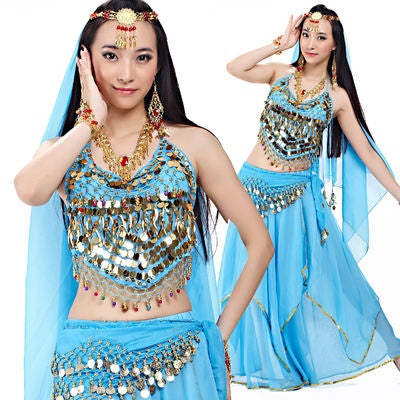 5 Pcs Chiffon Pepper Shape Women Belly Dance Costumes, Fashion Ladies Belly Dancing Girls, Indian Dance Costumes