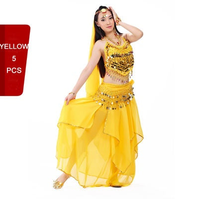 5 Pcs Chiffon Pepper Shape Women Belly Dance Costumes, Fashion Ladies Belly Dancing Girls, Indian Dance Costumes