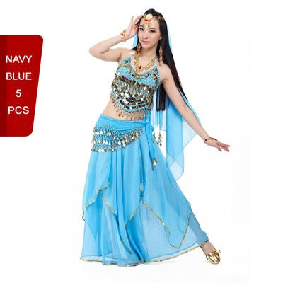 5 Pcs Chiffon Pepper Shape Women Belly Dance Costumes, Fashion Ladies Belly Dancing Girls, Indian Dance Costumes