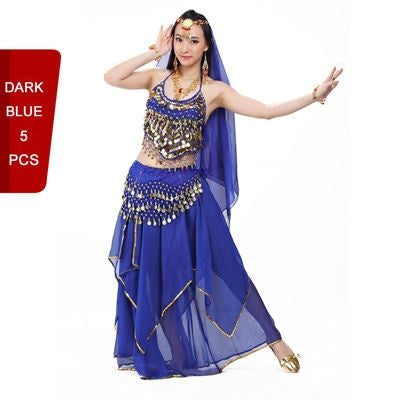 5 Pcs Chiffon Pepper Shape Women Belly Dance Costumes, Fashion Ladies Belly Dancing Girls, Indian Dance Costumes