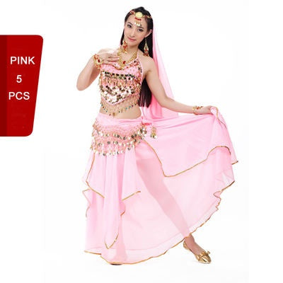 5 Pcs Chiffon Pepper Shape Women Belly Dance Costumes, Fashion Ladies Belly Dancing Girls, Indian Dance Costumes