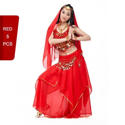 5 Pcs Chiffon Pepper Shape Women Belly Dance Costumes, Fashion Ladies Belly Dancing Girls, Indian Dance Costumes