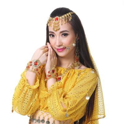 Belly Dance Accessory Sets Nose Ring Chain Gold and Silver Coin Ornaments India Dance Shariva