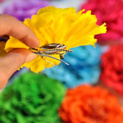 Barrettes à nœuds pour cheveux doublées de fleurs de pivoine en térylène pour filles et femmes, 14 couleurs, 2023