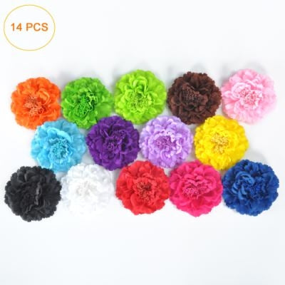 2023 14 Colors Girl Womenw Terylene Peony Flowers Lined Hair Bows Clips Barrettes for Teens Girls Women