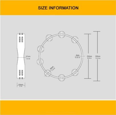 Tambourin portatif en bois épais léger 2023, Double rangée de 5/8 paires de Jingles, tambourin à main