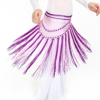 SHOWYOU Nylon 150cm(59 in) Women's Belly Dance Two-tone Argentina Triangle Short Tassels Hip Scarf