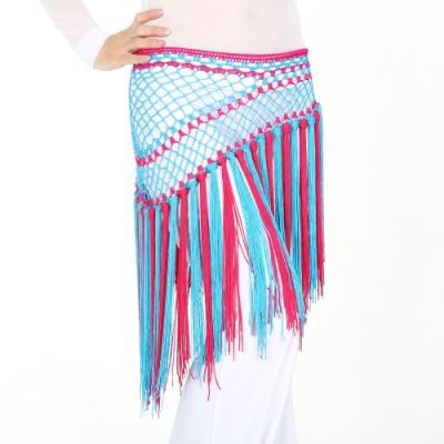 SHOWYOU Nylon 150cm(59 in) Women's Belly Dance Two-tone Argentina Triangle Short Tassels Hip Scarf