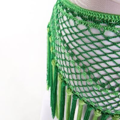 SHOWYOU Nylon 150cm(59 in) Women's Belly Dance Two-tone Argentina Triangle Short Tassels Hip Scarf