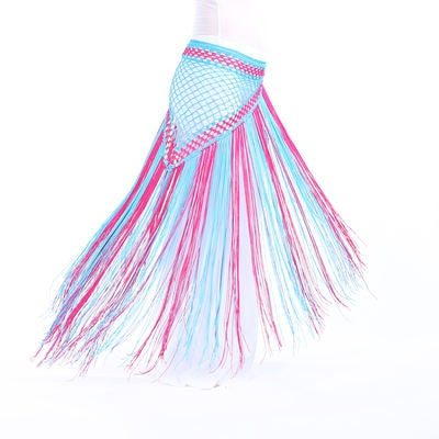 SHOWYOU Nylon 150 cm (59 po) écharpe de hanche à glands courts Triangle argentin bicolore pour femmes danse du ventre