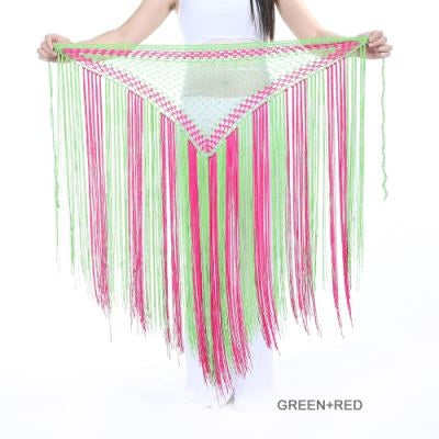 SHOWYOU Nylon 150cm(59 in) Women's Belly Dance Two-tone Argentina Triangle Short Tassels Hip Scarf