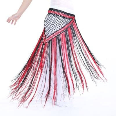 SHOWYOU Nylon 150cm(59 in) Women's Belly Dance Two-tone Argentina Triangle Short Tassels Hip Scarf