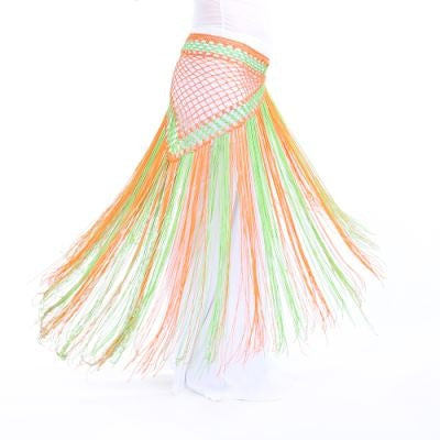 SHOWYOU Nylon 150cm(59 in) Women's Belly Dance Two-tone Argentina Triangle Short Tassels Hip Scarf