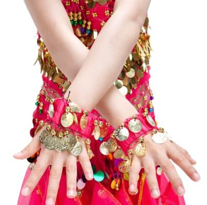 Belly Dance Gold Coins Bracelet Gypsy Jewelry Coin Bracelet Hand Decoration Wrist Bangle Chain, Halloween Costume Accessory For Children