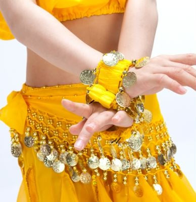 Belly Dance Gold Coins Bracelet Gypsy Jewelry Coin Bracelet Hand Decoration Wrist Bangle Chain, Halloween Costume Accessory For Children