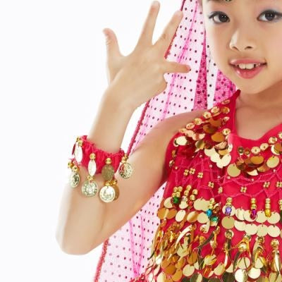 Belly Dance Gold Coins Bracelet Gypsy Jewelry Coin Bracelet Hand Decoration Wrist Bangle Chain, Halloween Costume Accessory For Children