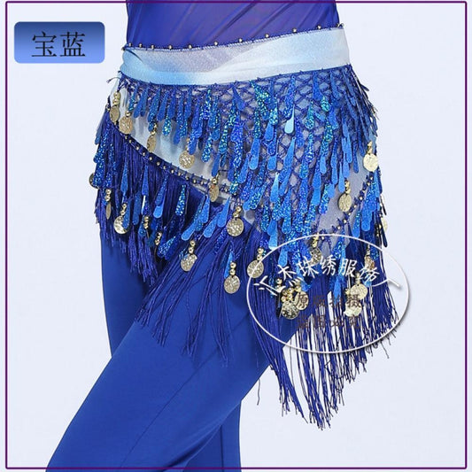 2023 Belly dance sequin triangle scarf tassel waist scarf practice hip scarf sequin triangle scarf Indian dance performance waist chain