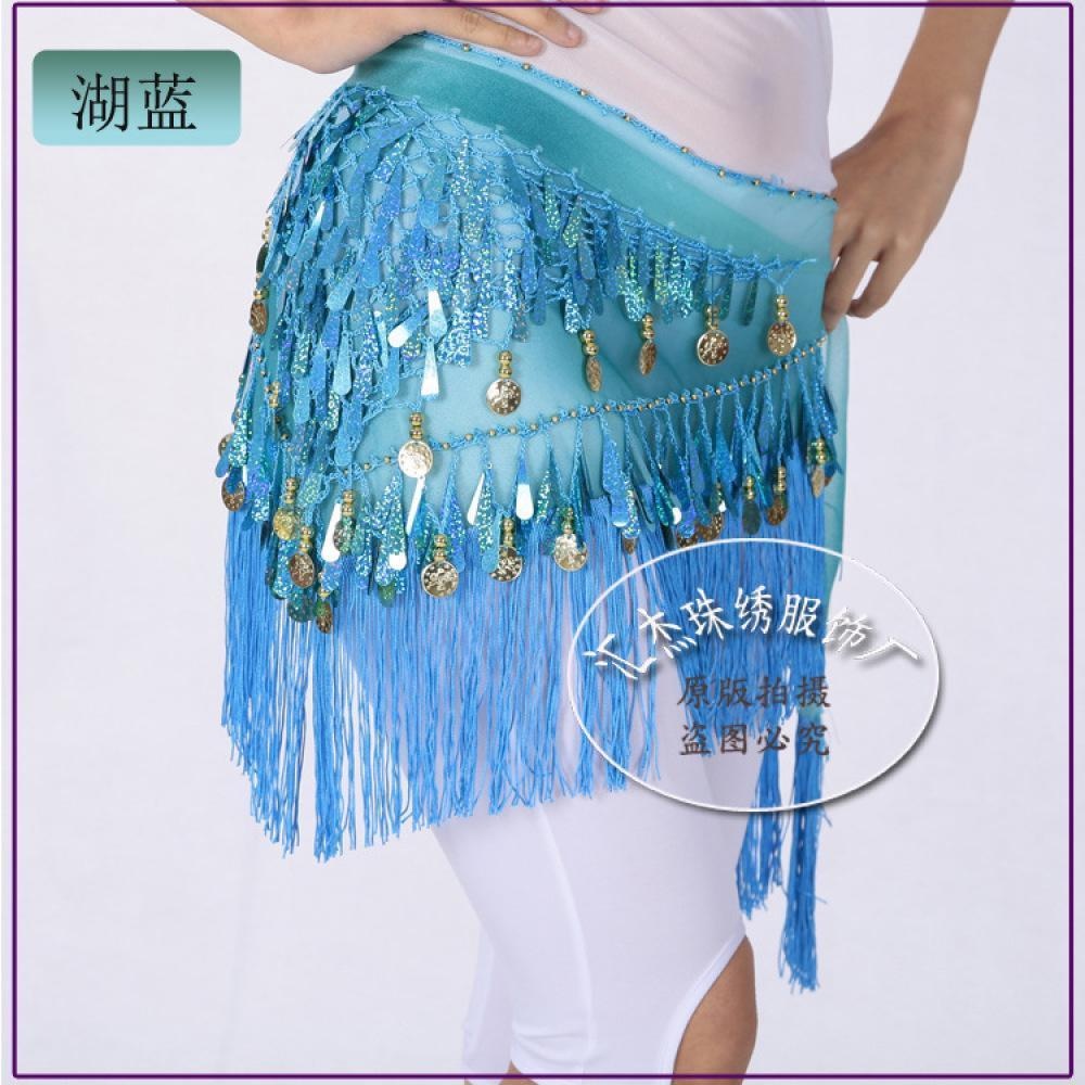 2023 Belly dance sequin triangle scarf tassel waist scarf practice hip scarf sequin triangle scarf Indian dance performance waist chain