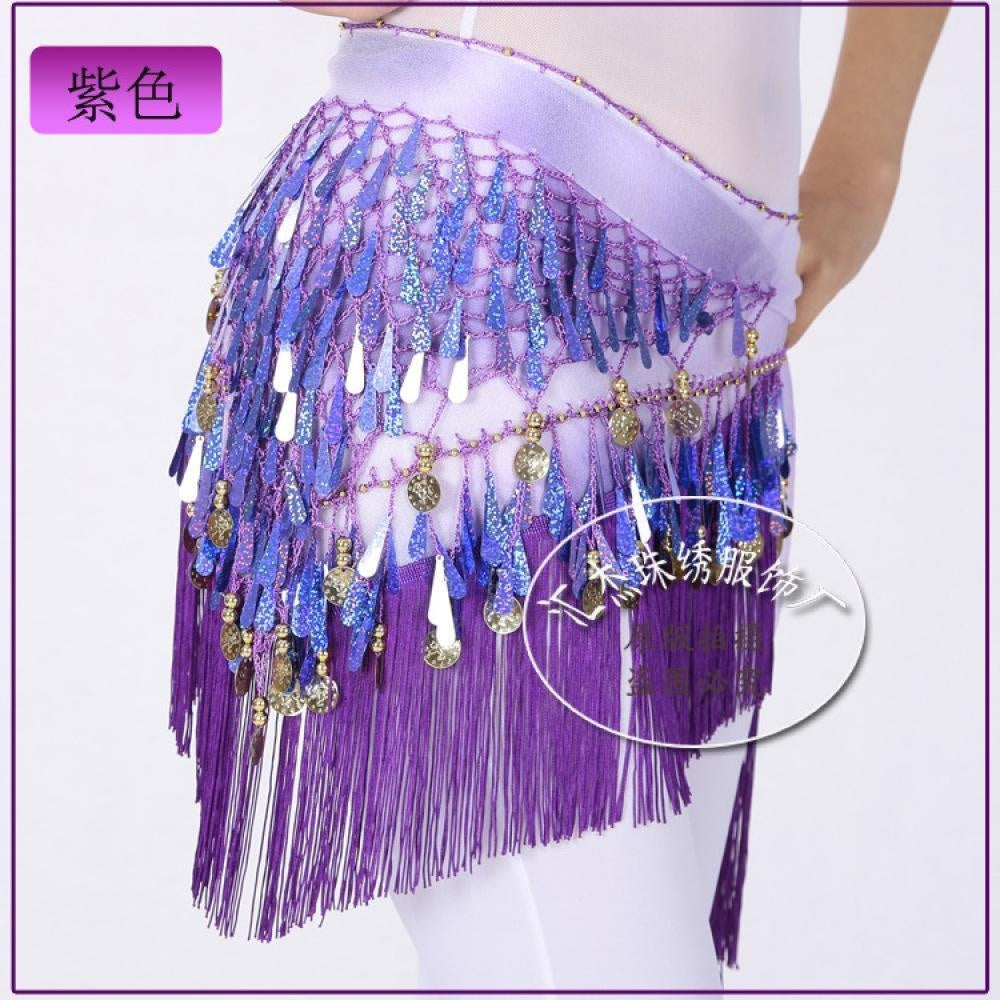 2023 Belly dance sequin triangle scarf tassel waist scarf practice hip scarf sequin triangle scarf Indian dance performance waist chain