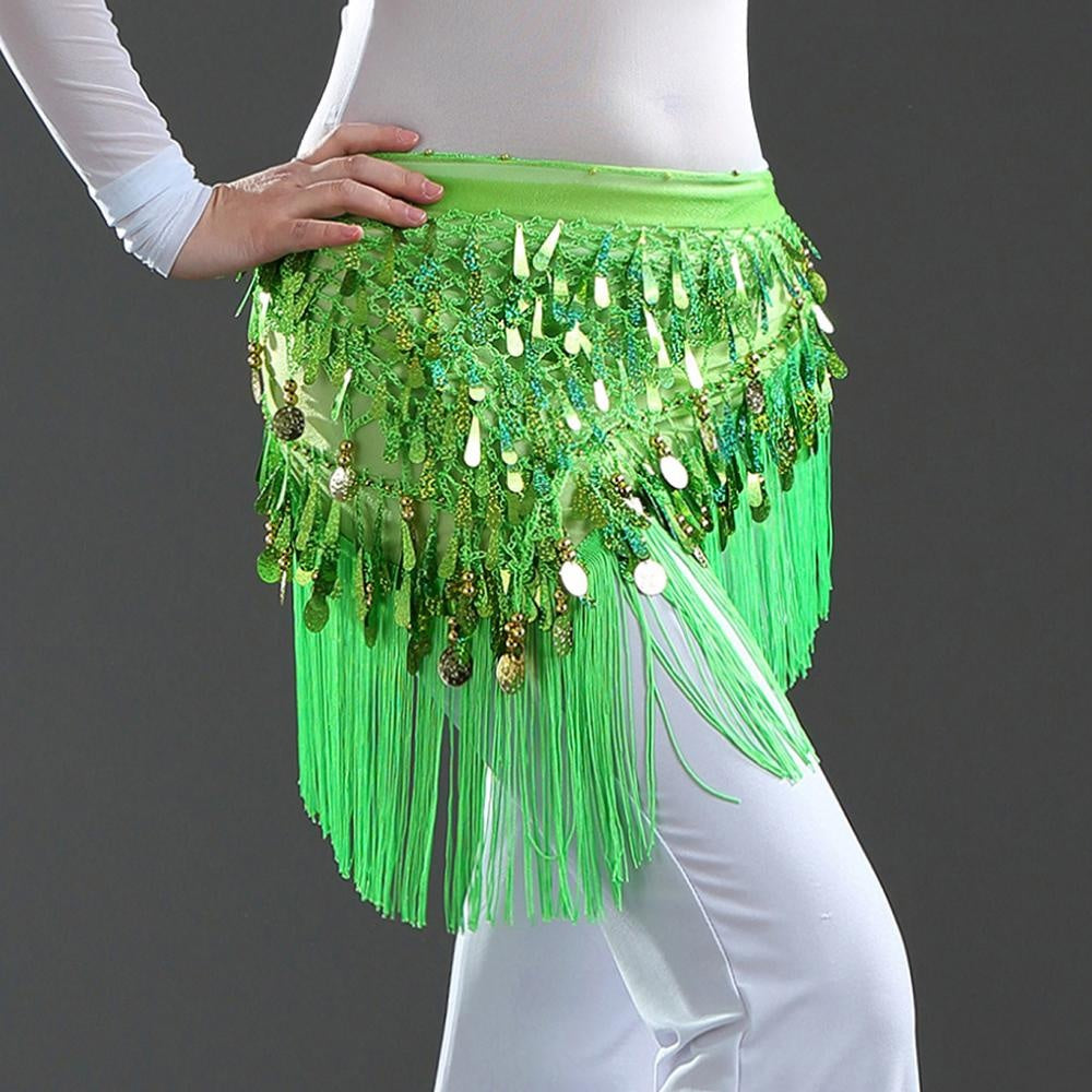 2023 Belly dance sequin triangle scarf tassel waist scarf practice hip scarf sequin triangle scarf Indian dance performance waist chain