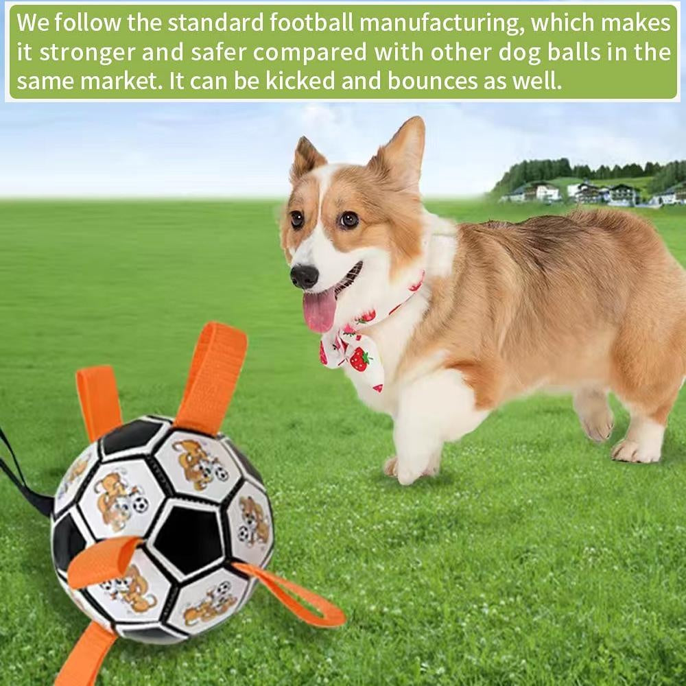 New Arrivals Soccer Ball with Straps, Interactive Puppy Toys for Tug of War, Birthday Gifts, Durable Water Toy for dog