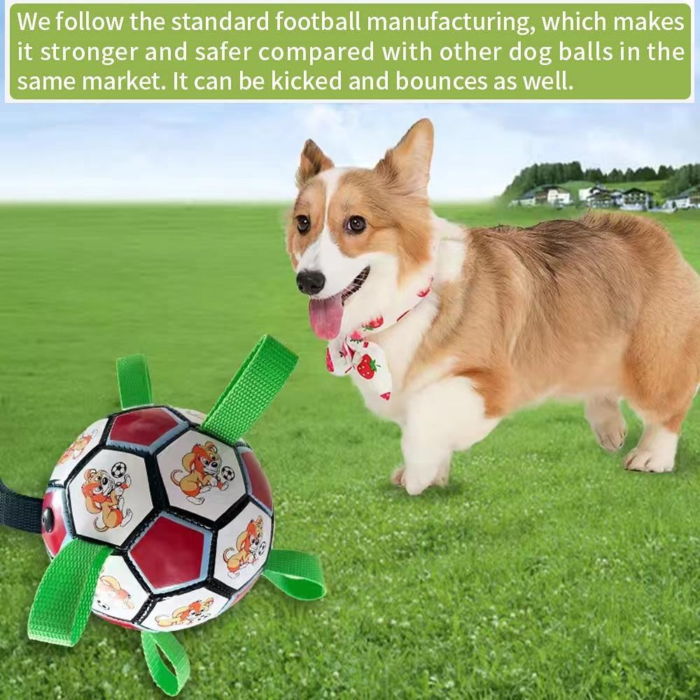 New Arrivals Soccer Ball with Straps, Interactive Puppy Toys for Tug of War, Birthday Gifts, Durable Water Toy for dog