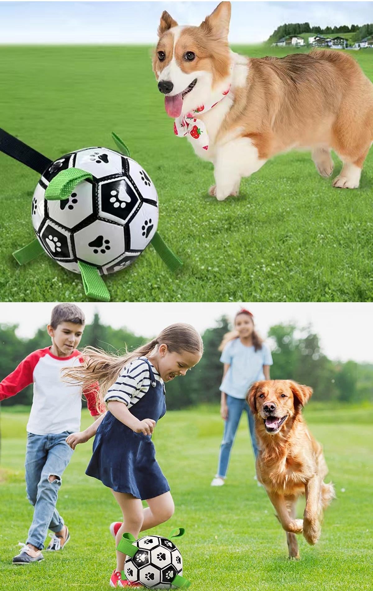 New Arrivals Soccer Ball with Straps, Interactive Puppy Toys for Tug of War, Birthday Gifts, Durable Water Toy for dog