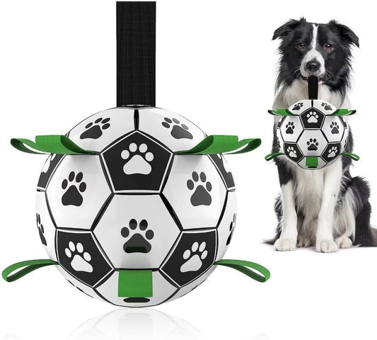 New Arrivals Soccer Ball with Straps, Interactive Puppy Toys for Tug of War, Birthday Gifts, Durable Water Toy for dog