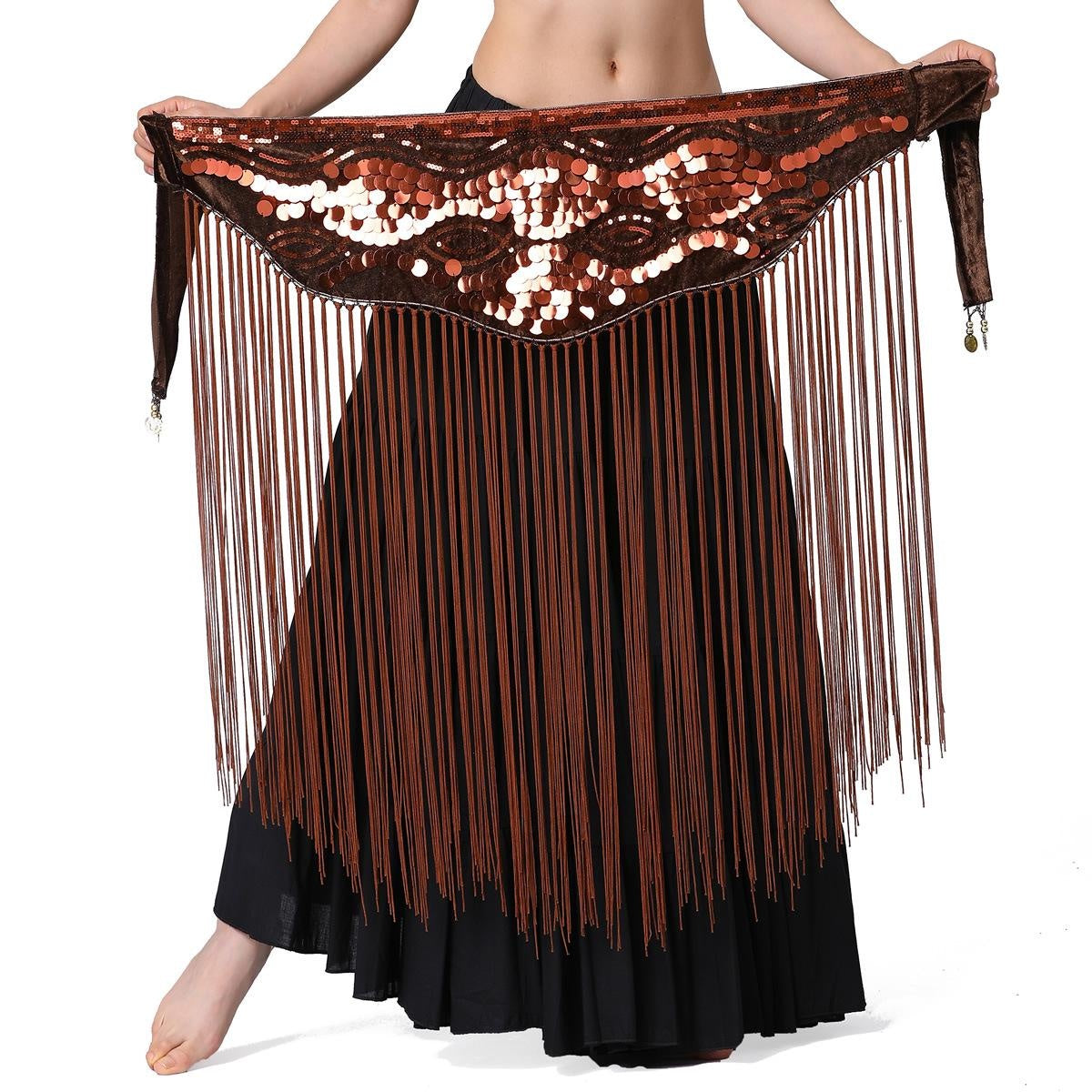 Sequin Long Tassel Waist Chain, Belly Dance Waist Chain