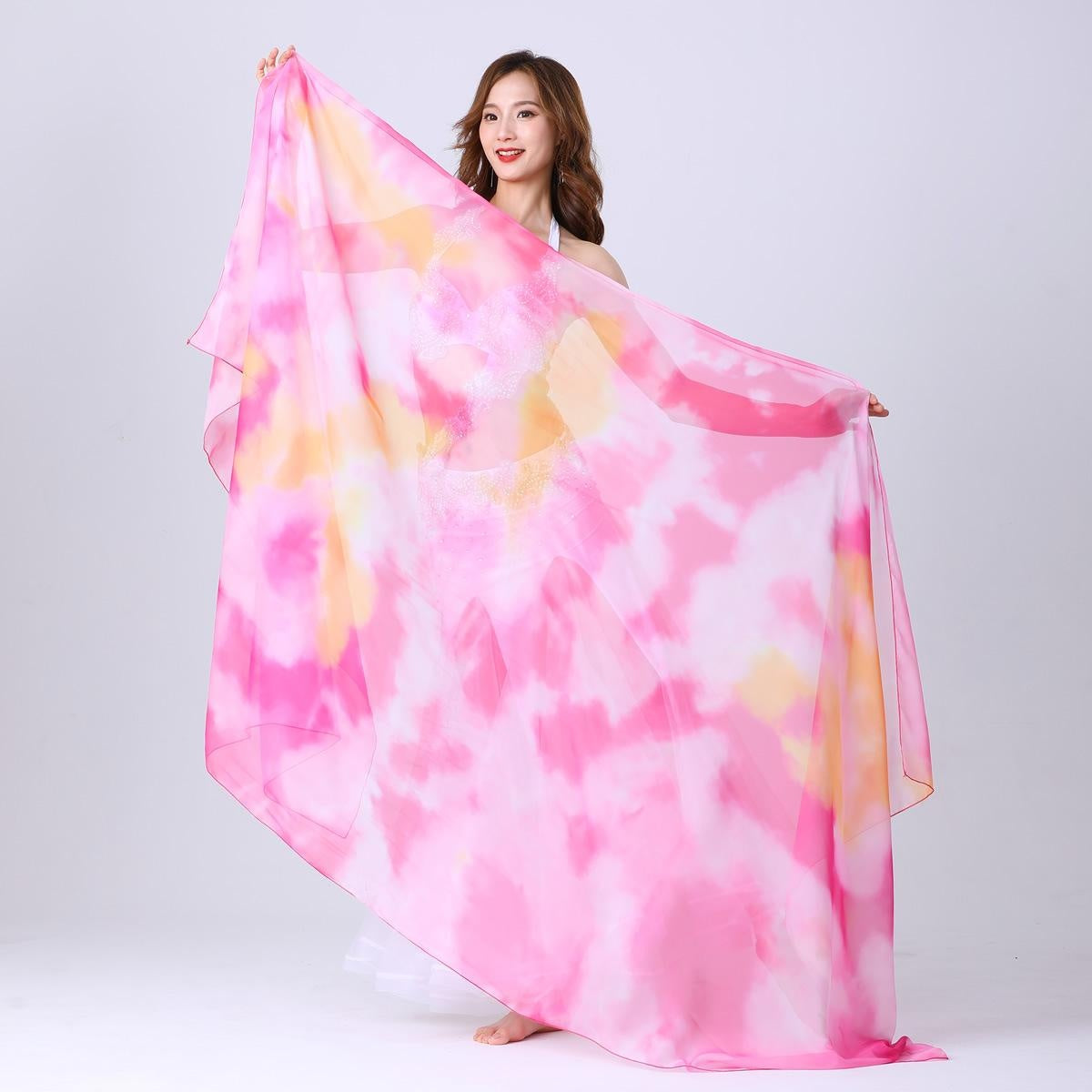 2023 Belly Dance Scarf Hand Scarf Hand Thrown Gauze Gradient Tie-dye Scarf 250x120cm