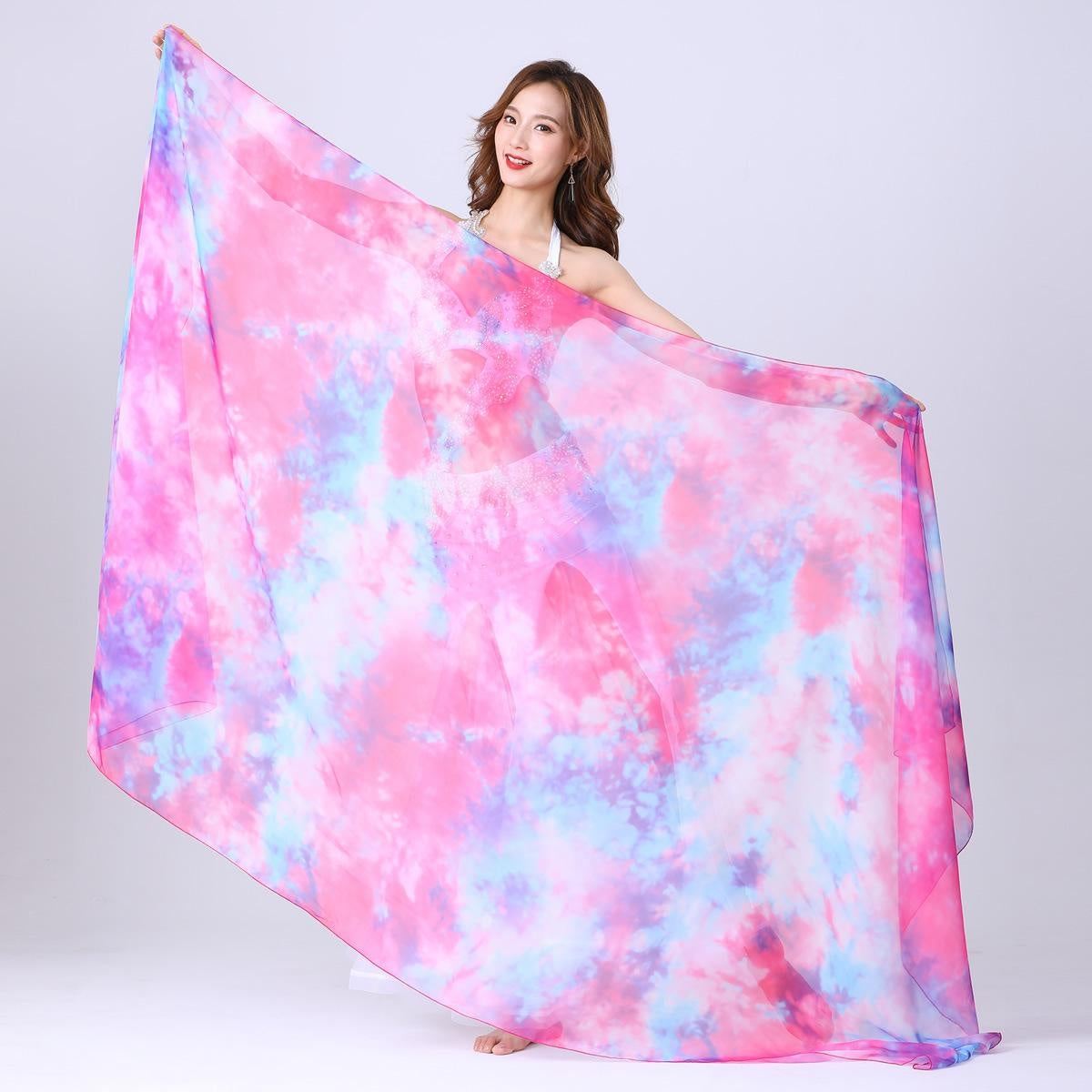 2023 Belly Dance Scarf Hand Scarf Hand Thrown Gauze Gradient Tie-dye Scarf 250x120cm