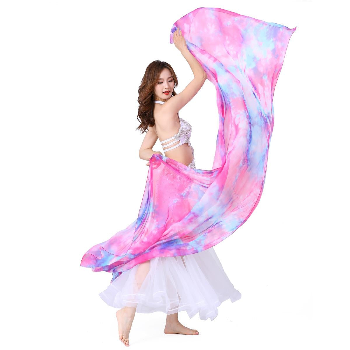 2023 Belly Dance Scarf Hand Scarf Hand Thrown Gauze Gradient Tie-dye Scarf 250x120cm