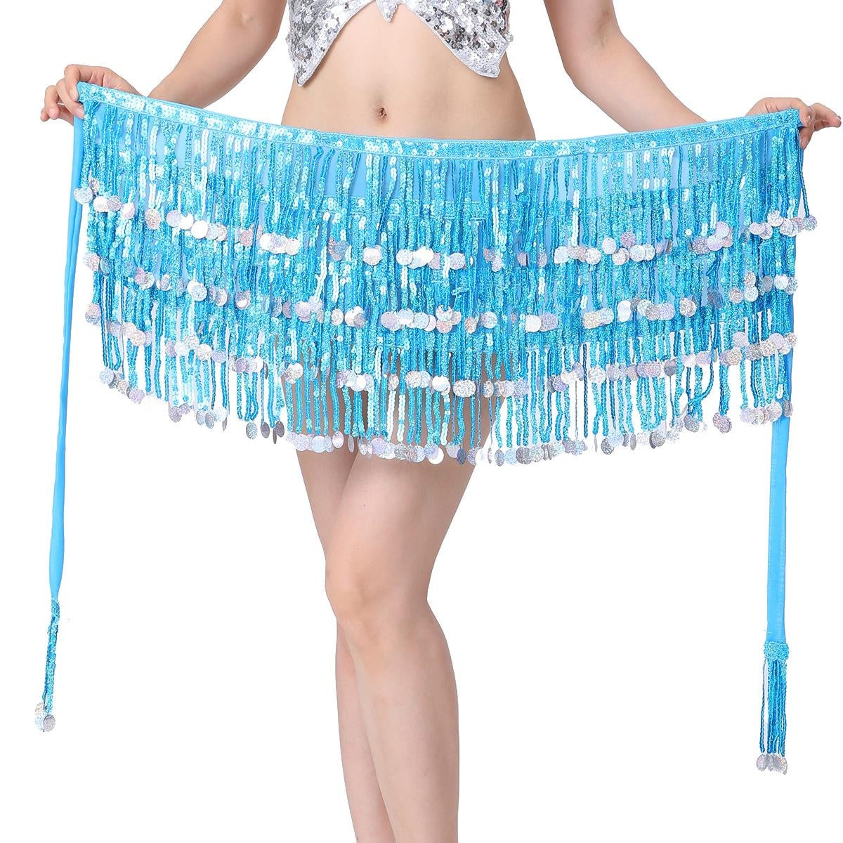 2023 4-Layer Sequin Hip Scarf Tassel Waist Belt