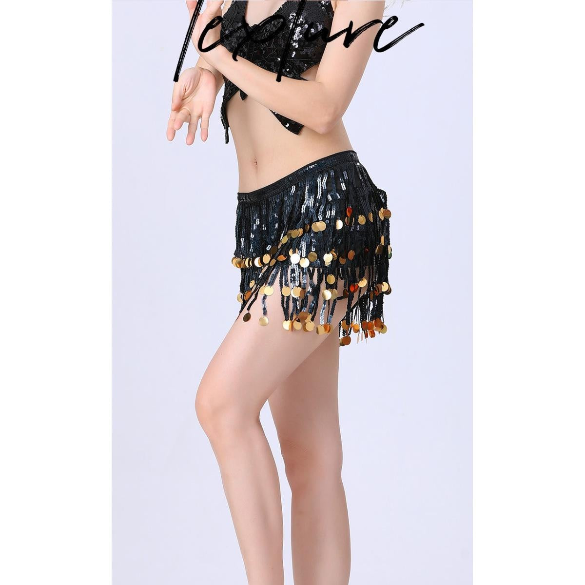 2023 4-Layer Sequin Hip Scarf Tassel Waist Belt