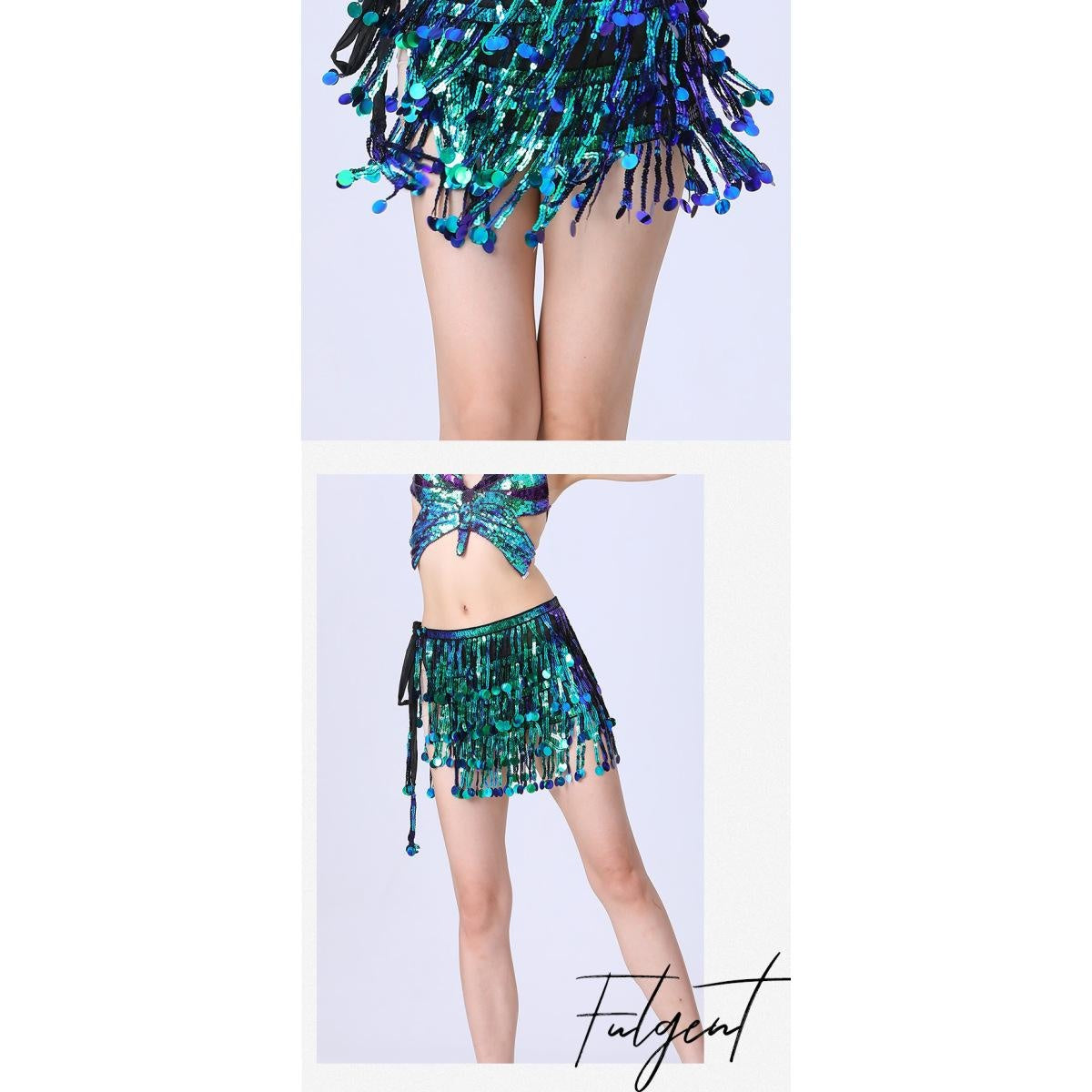 2023 4-Layer Sequin Hip Scarf Tassel Waist Belt