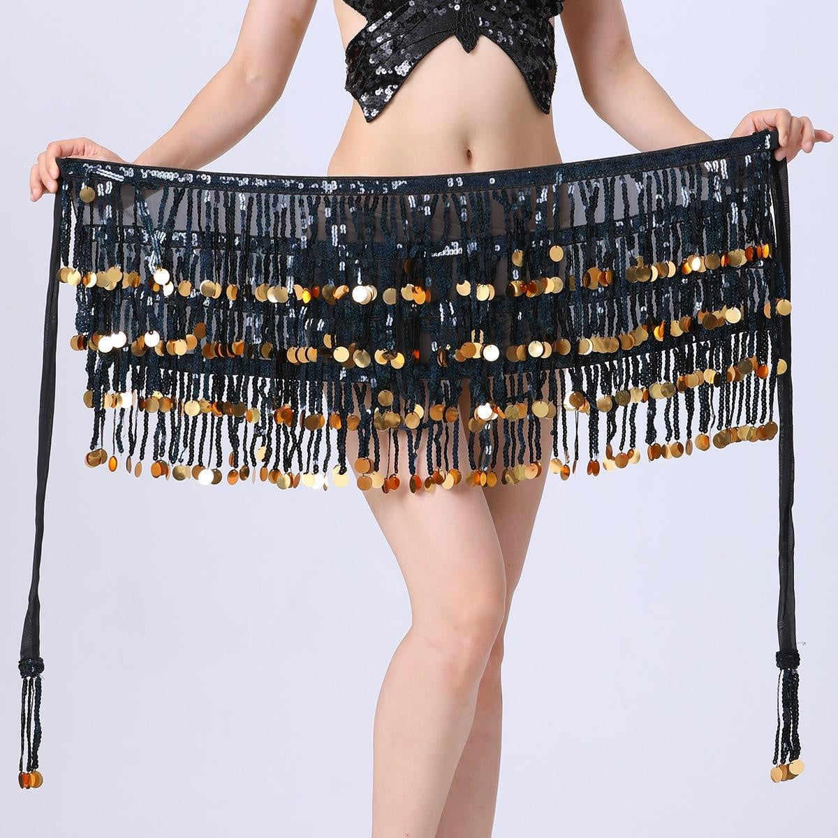 2023 4-Layer Sequin Hip Scarf Tassel Waist Belt