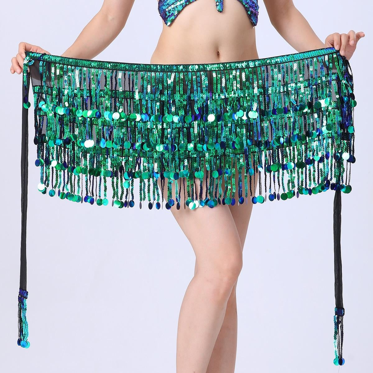 2023 4-Layer Sequin Hip Scarf Tassel Waist Belt