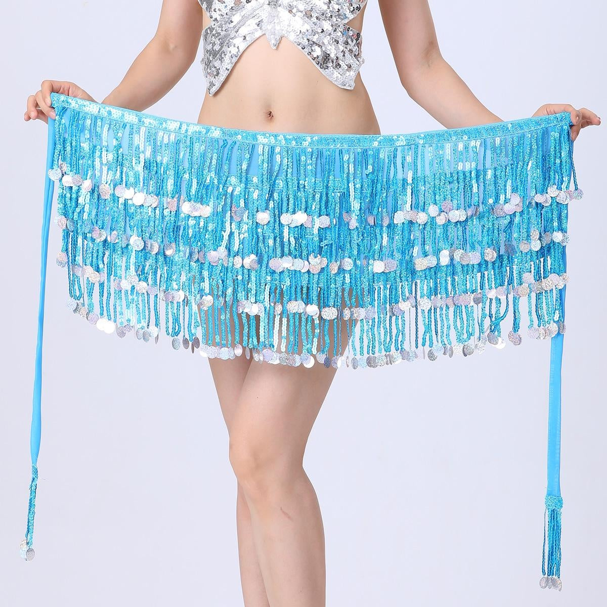 2023 4-Layer Sequin Hip Scarf Tassel Waist Belt