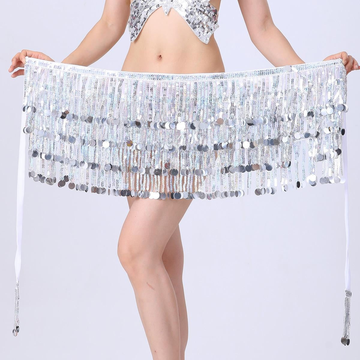 2023 4-Layer Sequin Hip Scarf Tassel Waist Belt