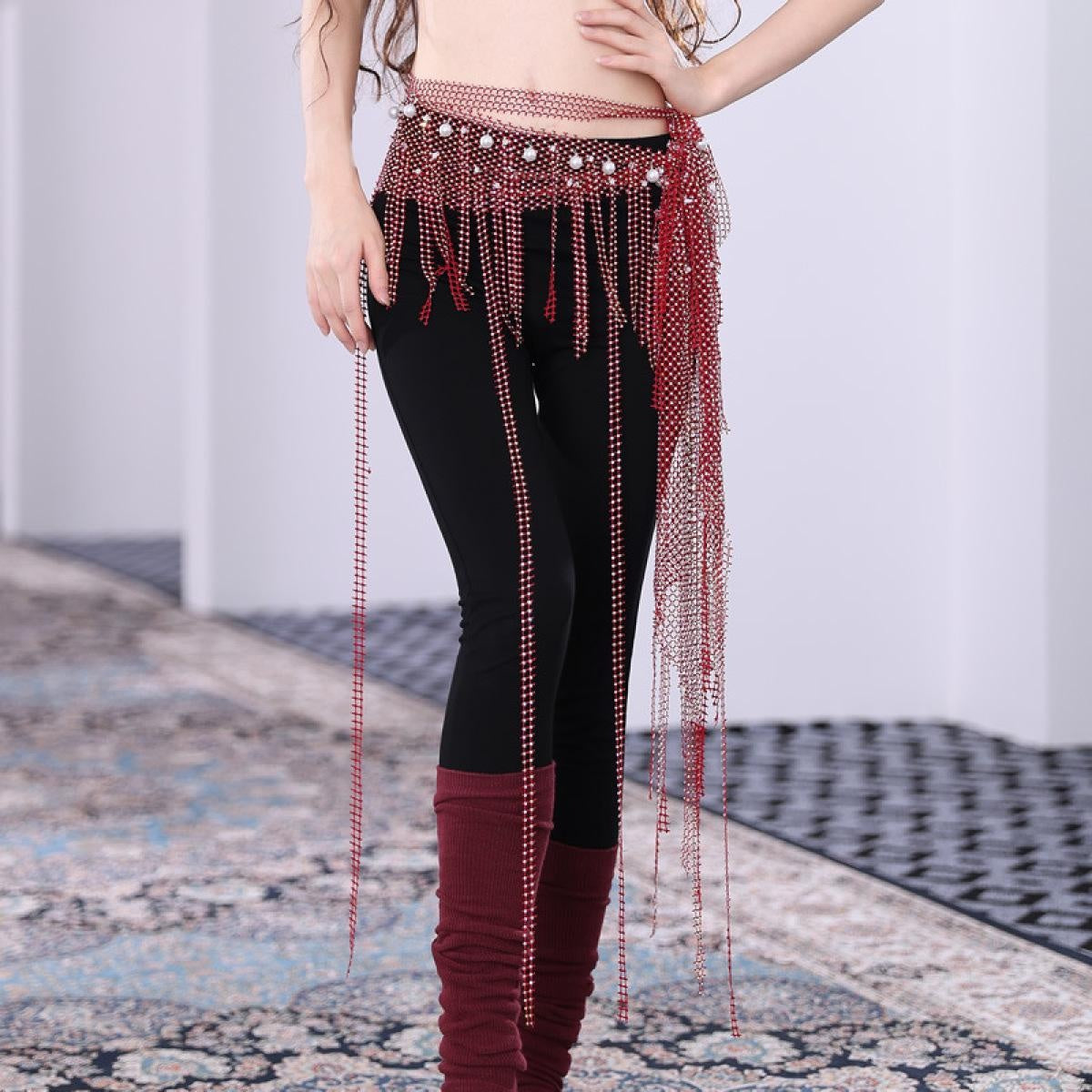 2023 belly dance hip scarf with tassel for ladies BellyQueen